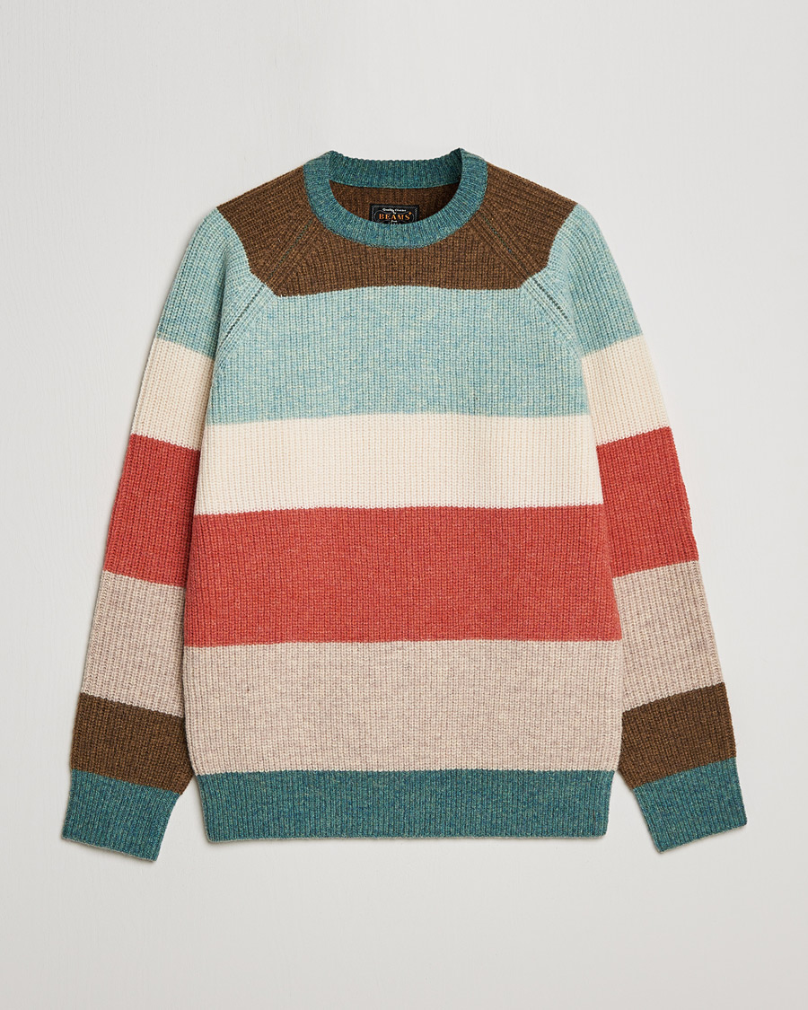 Herr | Tröjor | BEAMS PLUS | Block Stripe Sweater Multi Stripe