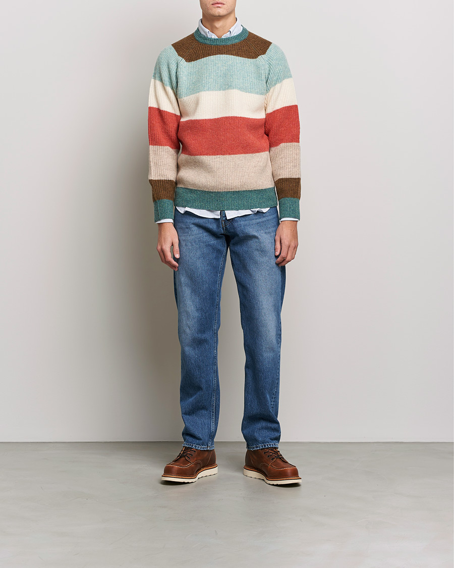 Herr | Tröjor | BEAMS PLUS | Block Stripe Sweater Multi Stripe