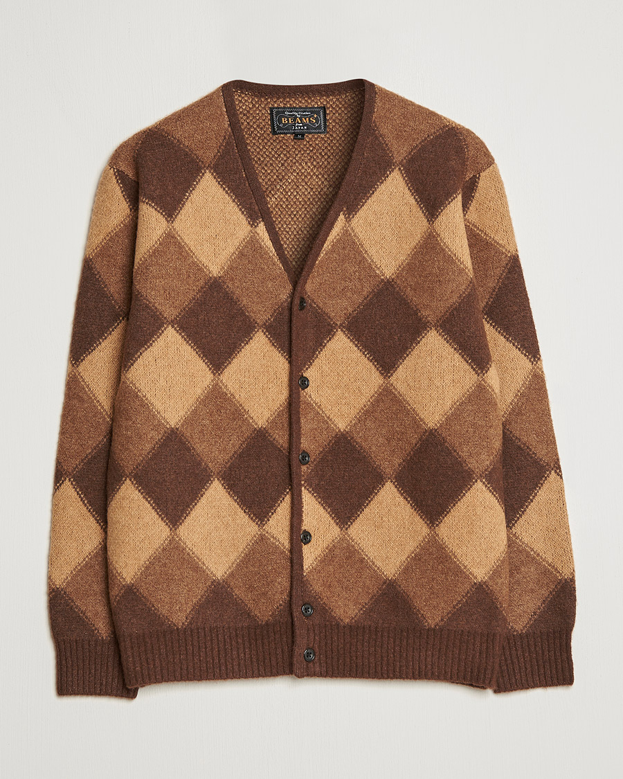 Herr | Tröjor | BEAMS PLUS | Argyle Jacquard Cardigan Brown 
