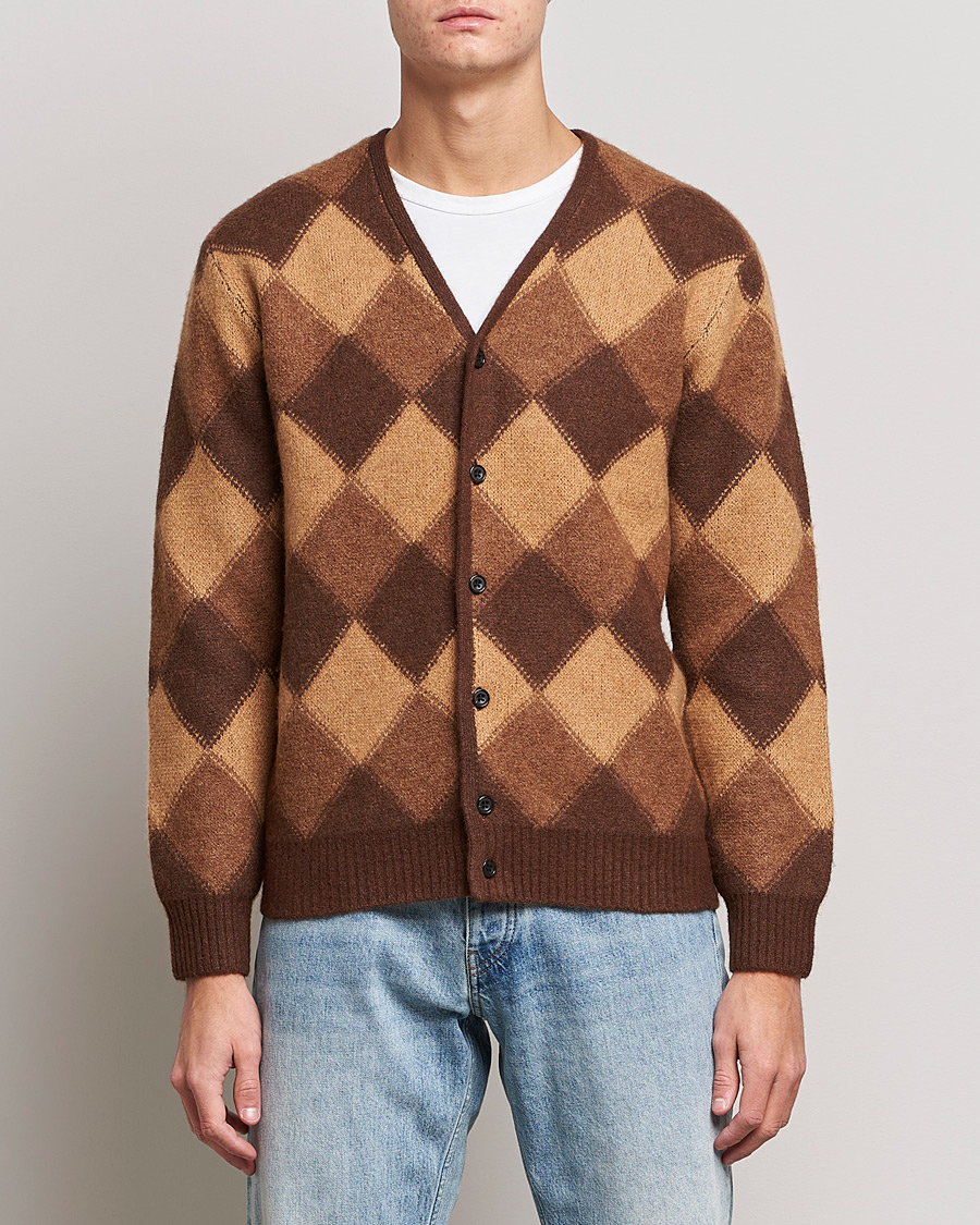 Herr | Tröjor | BEAMS PLUS | Argyle Jacquard Cardigan Brown 