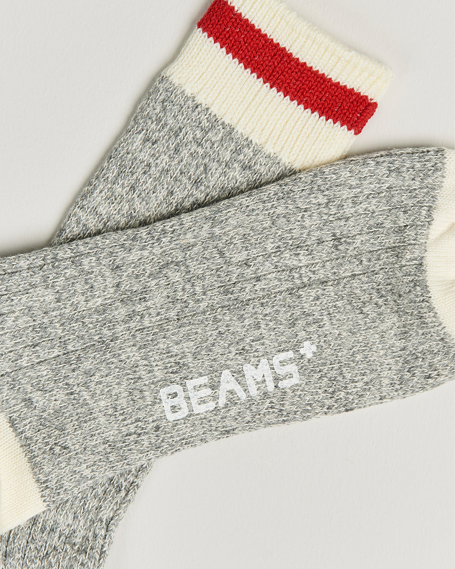 Herr | Strumpor | BEAMS PLUS | Rag Socks Grey/Red
