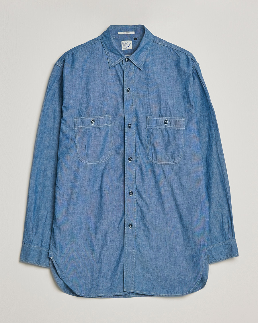 Herr | Skjortor | orSlow | Chambray Work Shirt Light Blue