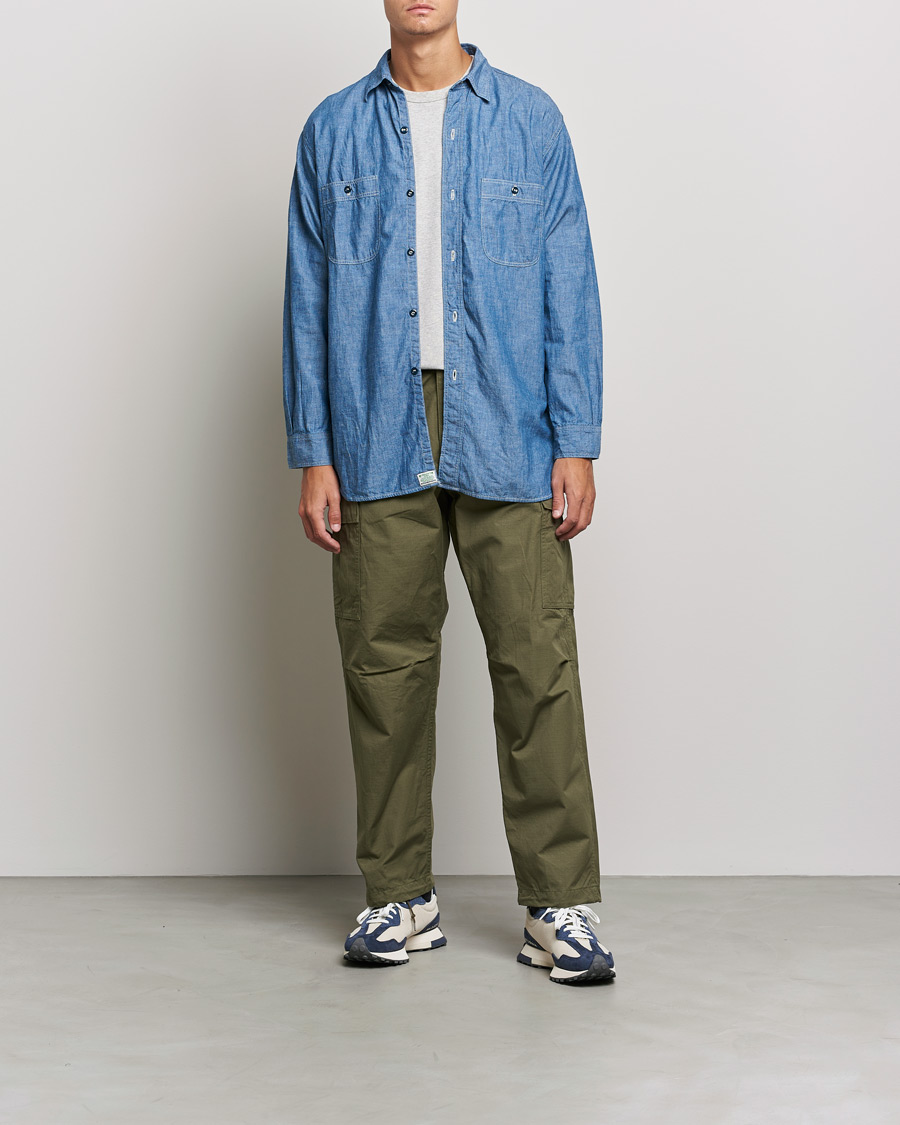 Herr | Skjortor | orSlow | Chambray Work Shirt Light Blue