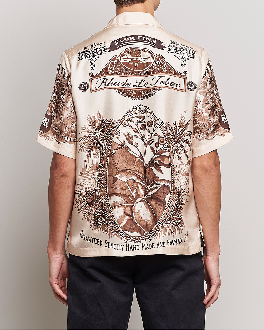 Herr | Skjortor | Rhude | Silk Cigar Short Sleeve Shirt Brown/Cream