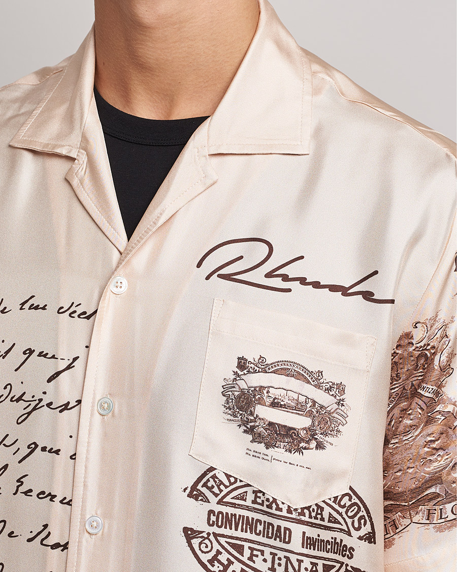 Herr | Skjortor | Rhude | Silk Cigar Short Sleeve Shirt Brown/Cream