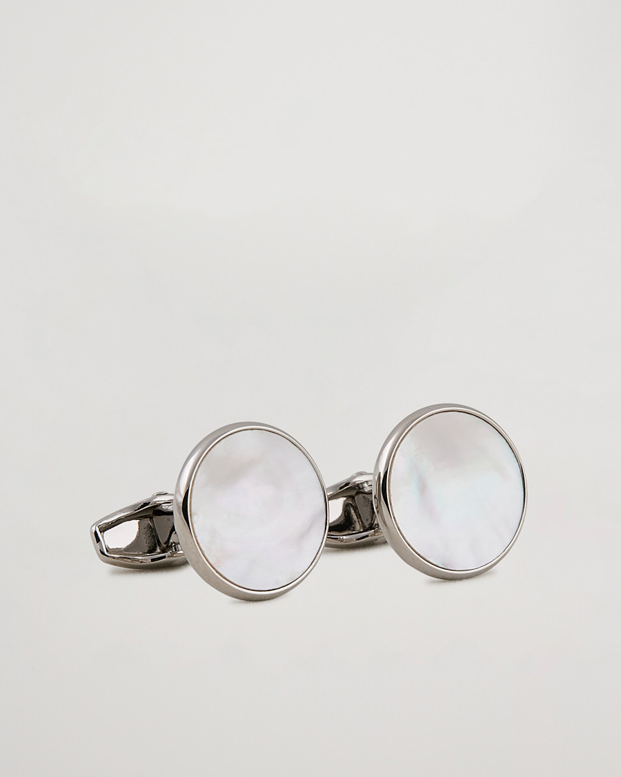Herr | Manschettknappar | Amanda Christensen | Cufflink & Shirt Studs Set White/Silver