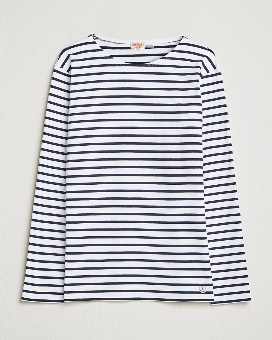 Herr | T-Shirts | Armor-lux | Houat Héritage Stripe Long Sleeve T-Shirt White/Navy