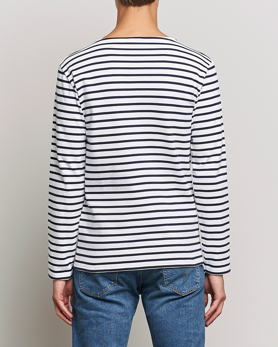 Herr | T-Shirts | Armor-lux | Houat Héritage Stripe Long Sleeve T-Shirt White/Navy