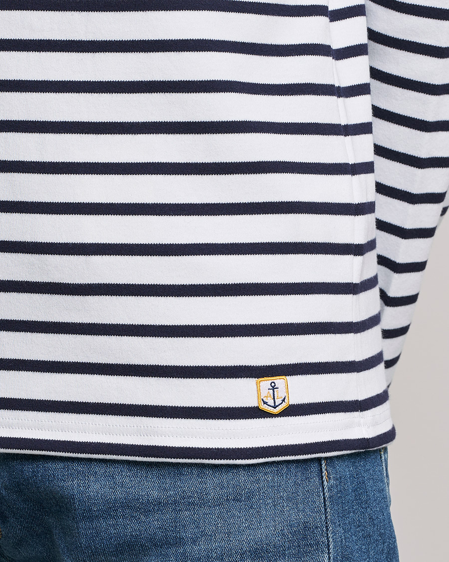 Herr | T-Shirts | Armor-lux | Houat Héritage Stripe Long Sleeve T-Shirt White/Navy