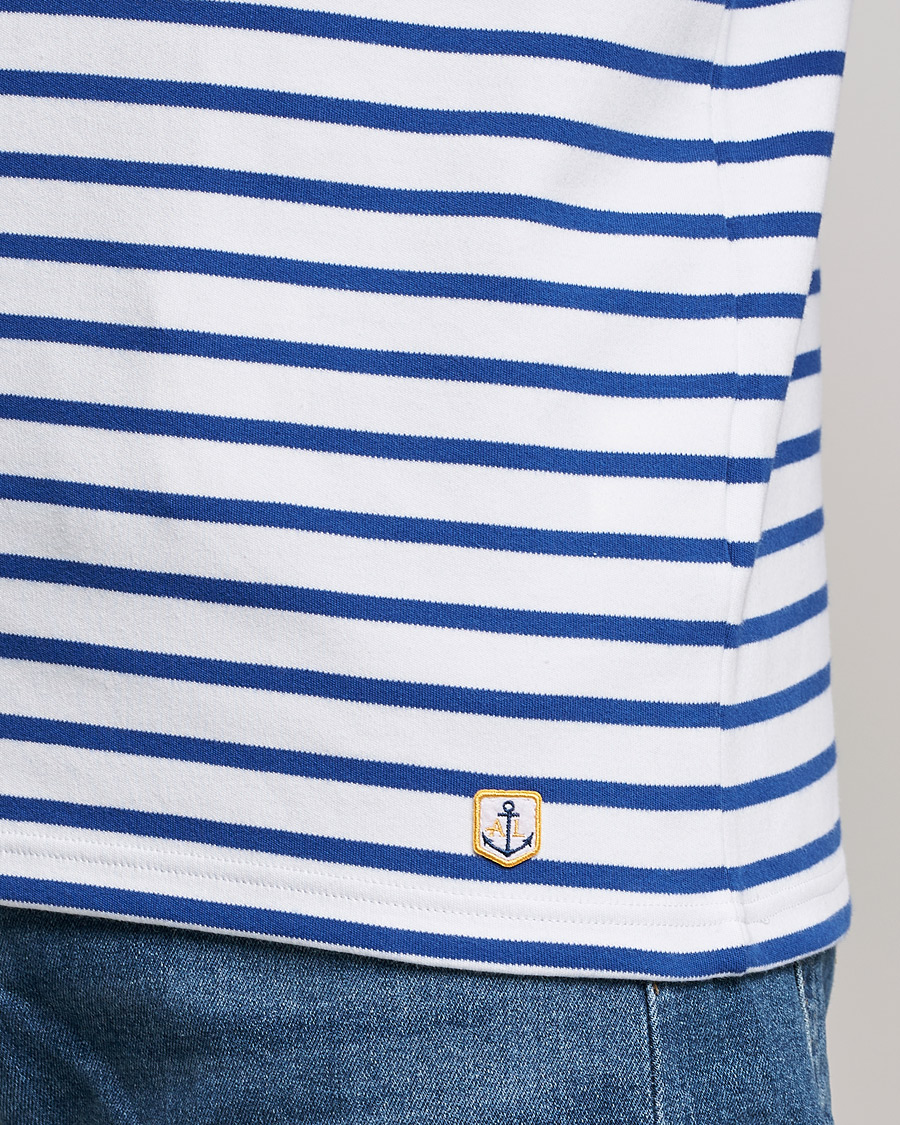Herr | T-Shirts | Armor-lux | Houat Héritage Stripe Long Sleeve T-Shirt White/Blue