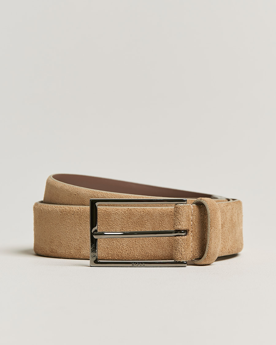 Herr | Calindo Suede Belt Medium Brown | BOSS BLACK | Calindo Suede Belt Medium Brown