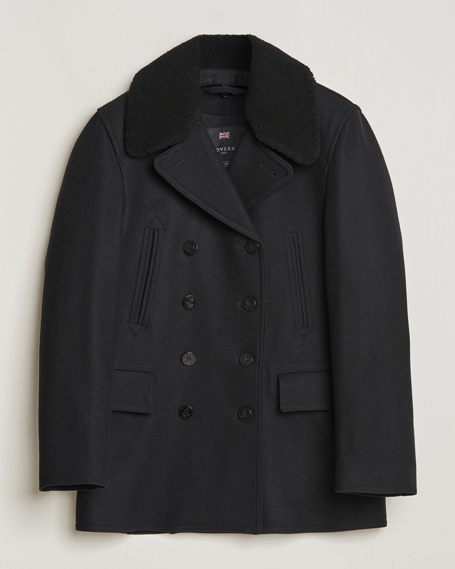 Herr | Jackor | Gloverall | Churchill Reefer Shearling Peacoat Black