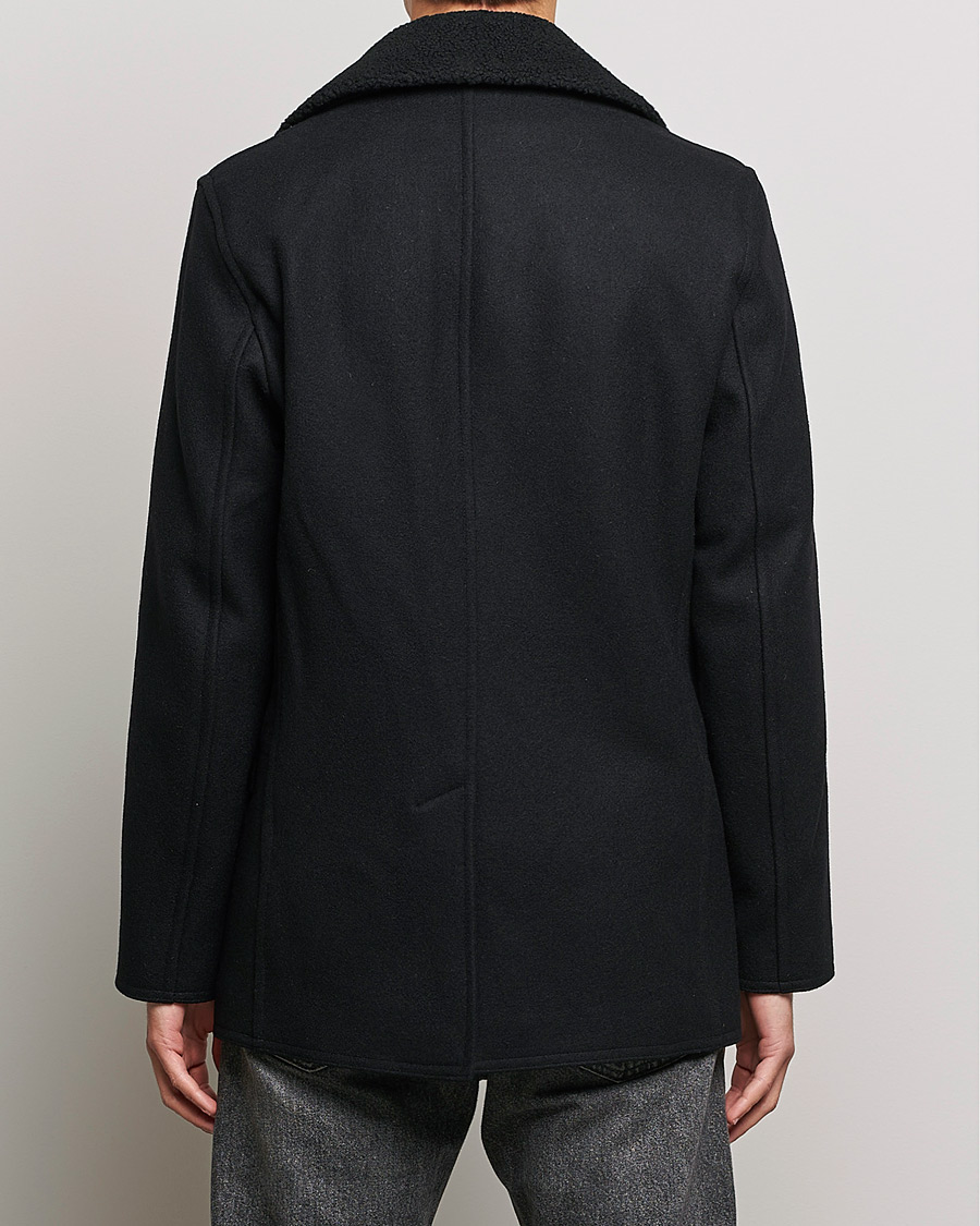 Herr | Jackor | Gloverall | Churchill Reefer Shearling Peacoat Black