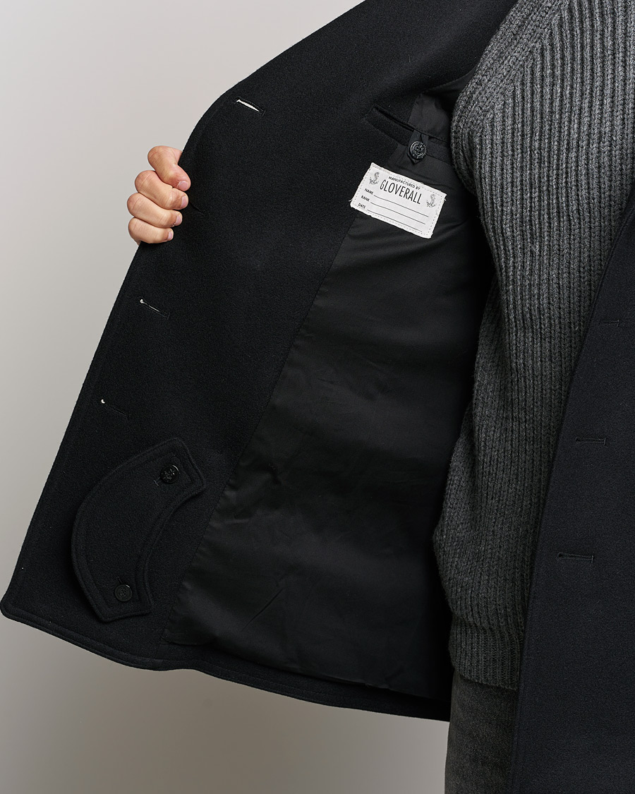 Herr | Jackor | Gloverall | Churchill Reefer Shearling Peacoat Black