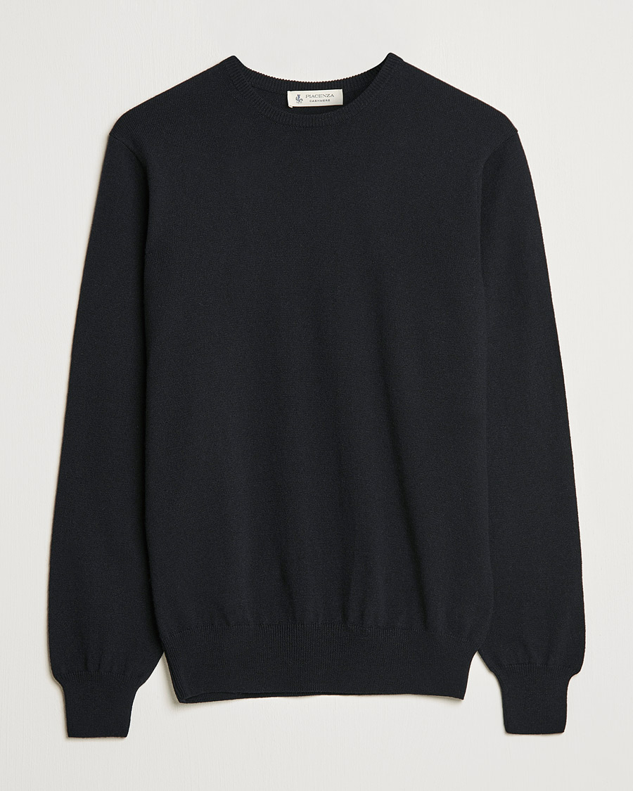 Herr | Tröjor | Piacenza Cashmere | Cashmere Crew Neck Sweater Black