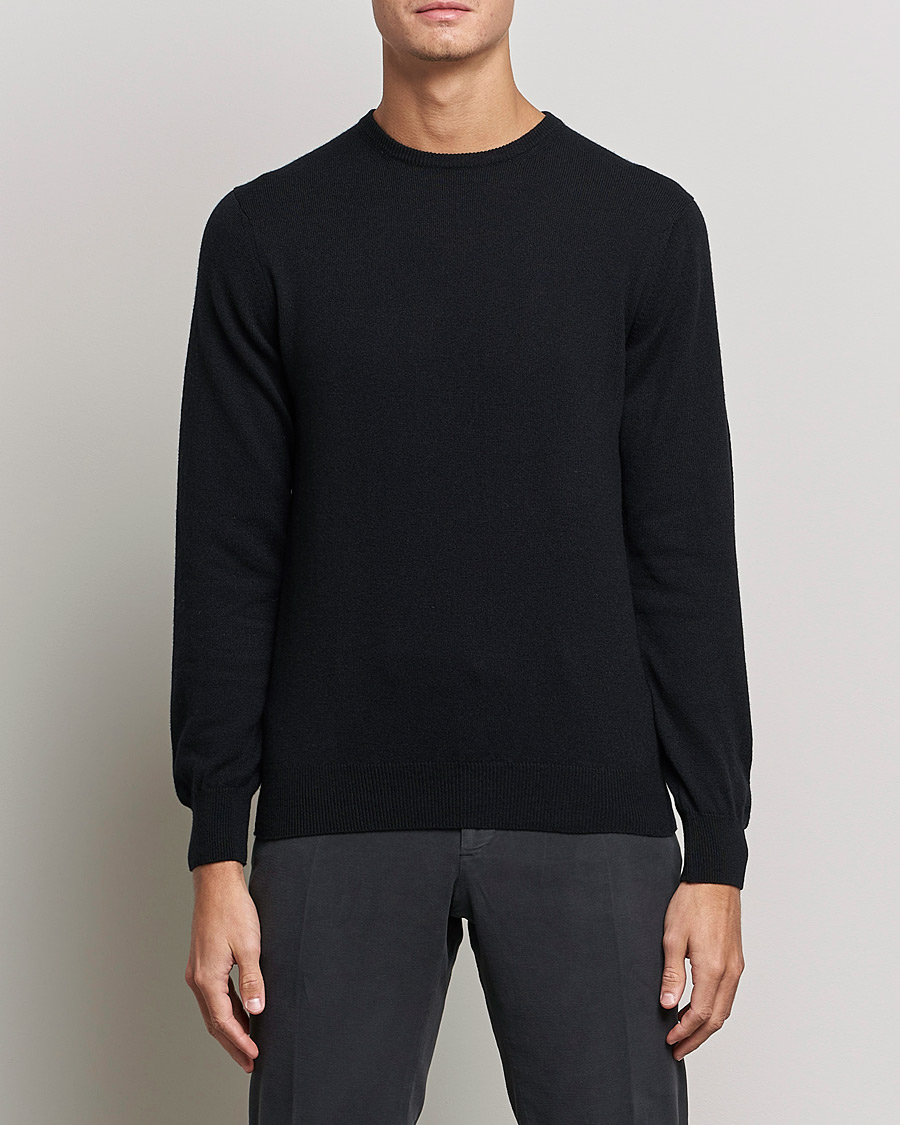 Herr | Italian Department | Piacenza Cashmere | Cashmere Crew Neck Sweater Black