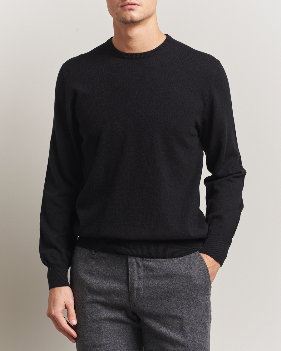 Herr | Tröjor | Piacenza Cashmere | Cashmere Crew Neck Sweater Black