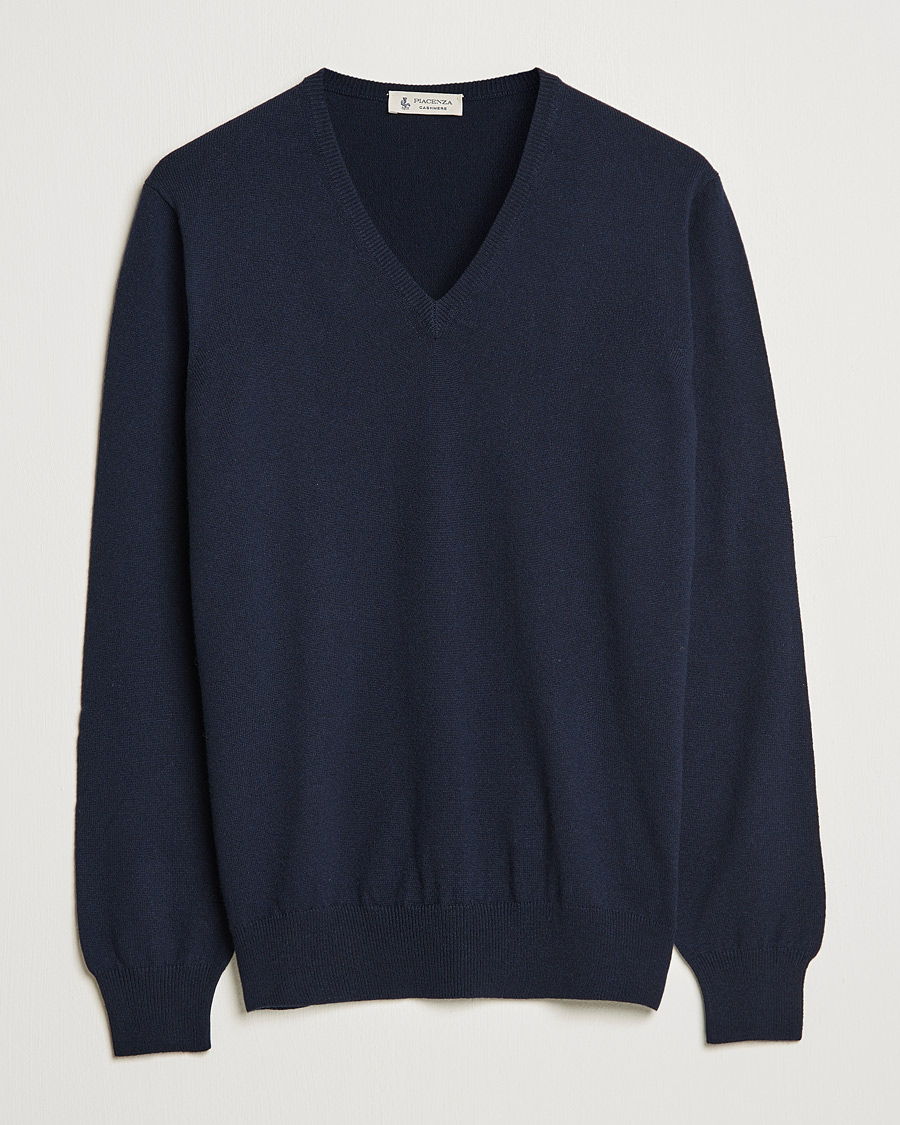 Herr | Tröjor | Piacenza Cashmere | Cashmere V Neck Sweater Navy
