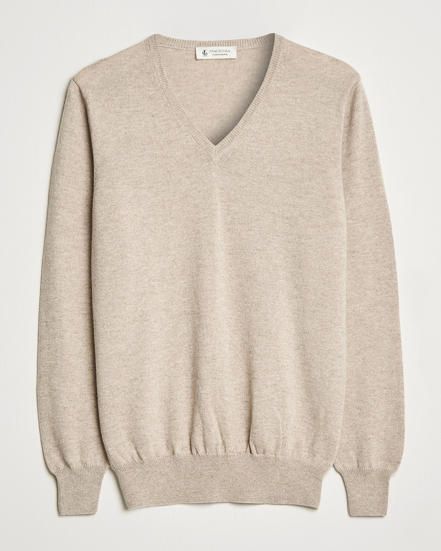 Herr | Tröjor | Piacenza Cashmere | Cashmere V Neck Sweater Beige