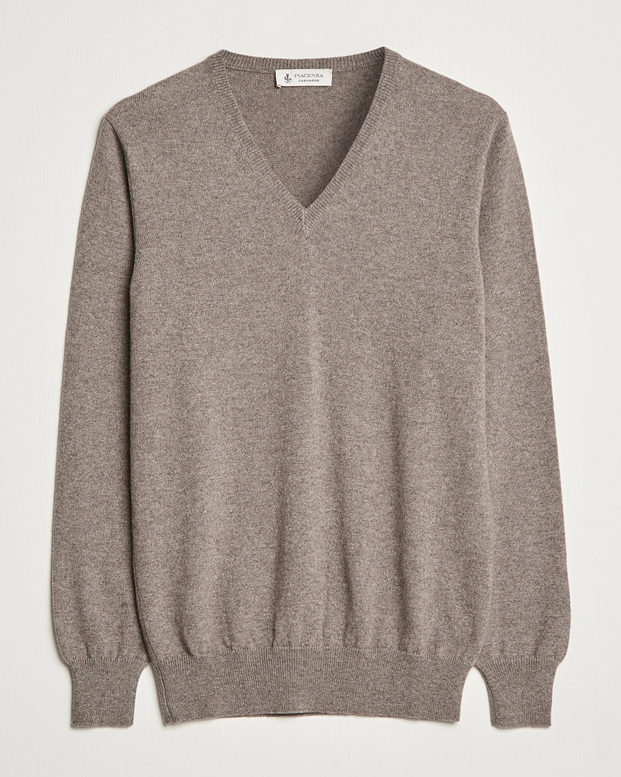 Herr | Tröjor | Piacenza Cashmere | Cashmere V Neck Sweater Brown