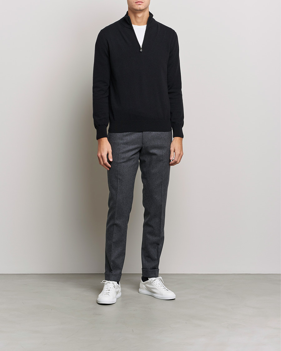 Herr | Tröjor | Piacenza Cashmere | Cashmere Half Zip Sweater Black
