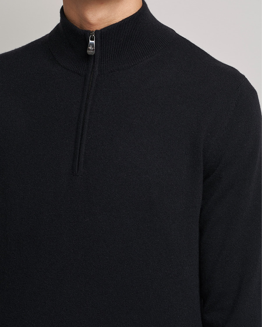 Herr | Tröjor | Piacenza Cashmere | Cashmere Half Zip Sweater Black