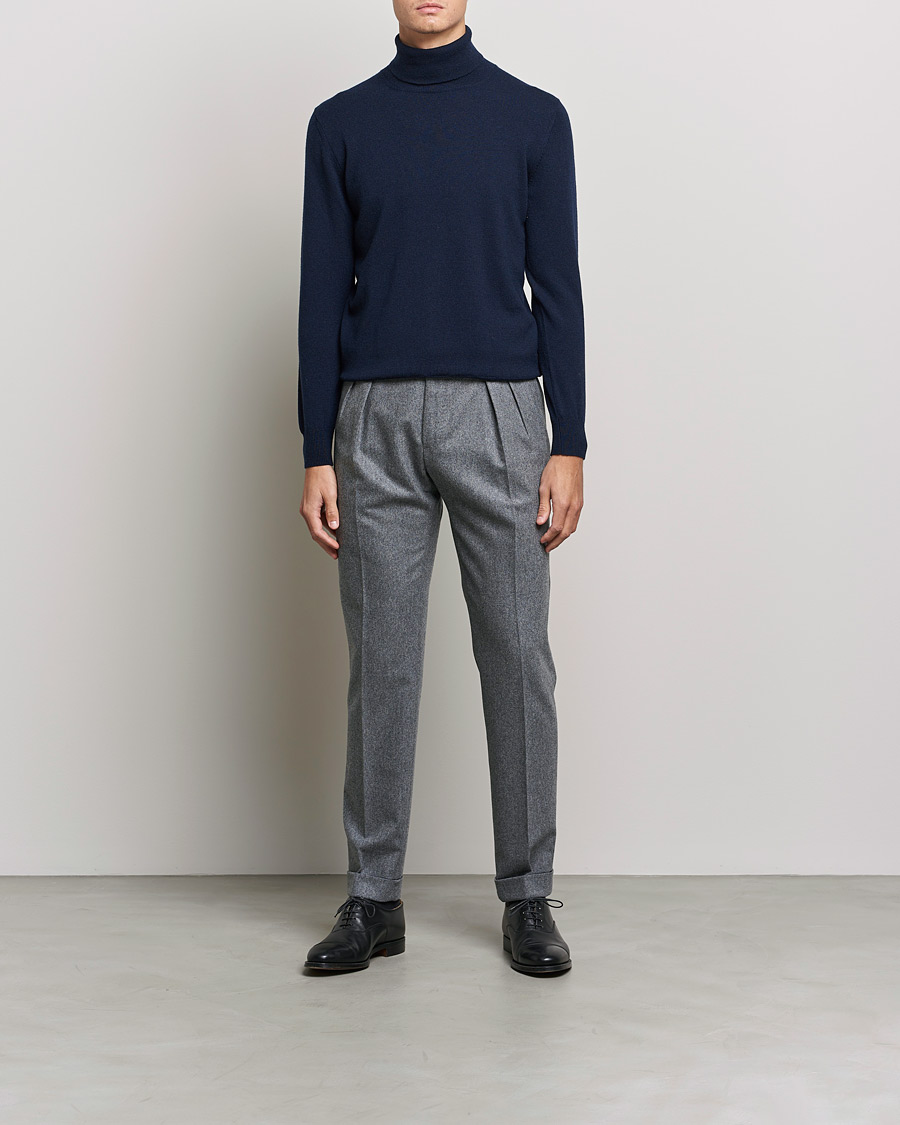 Herr | Tröjor | Piacenza Cashmere | Cashmere Rollneck Sweater Navy