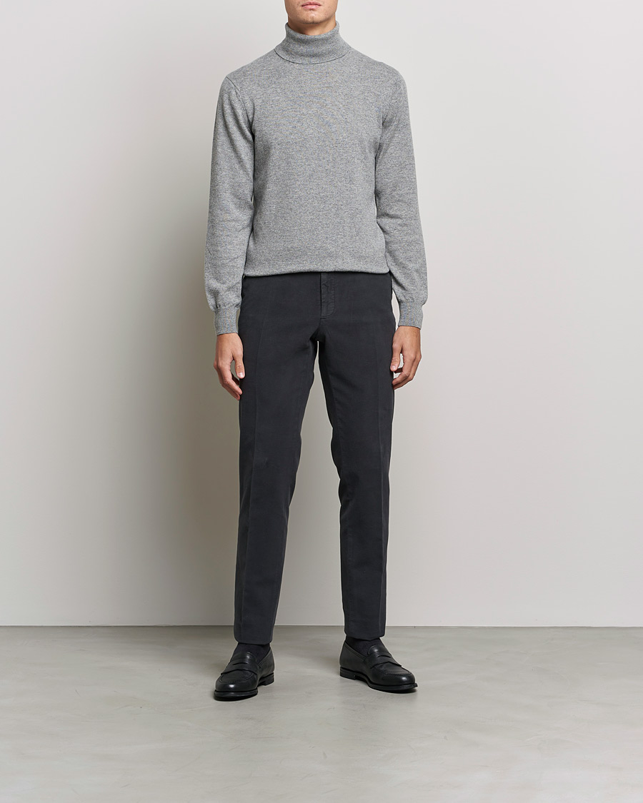 Herr | Tröjor | Piacenza Cashmere | Cashmere Rollneck Sweater Light Grey