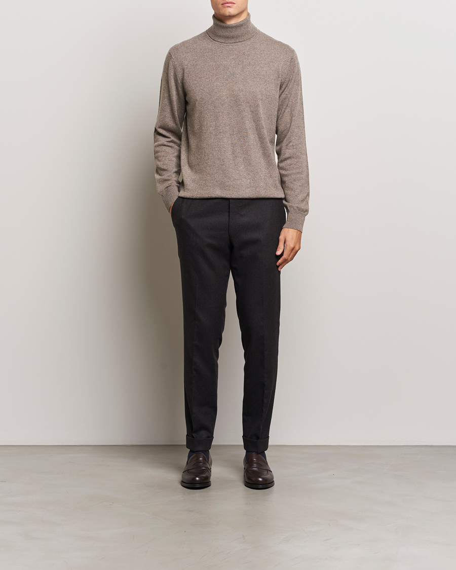 Herr | Tröjor | Piacenza Cashmere | Cashmere Rollneck Sweater Brown