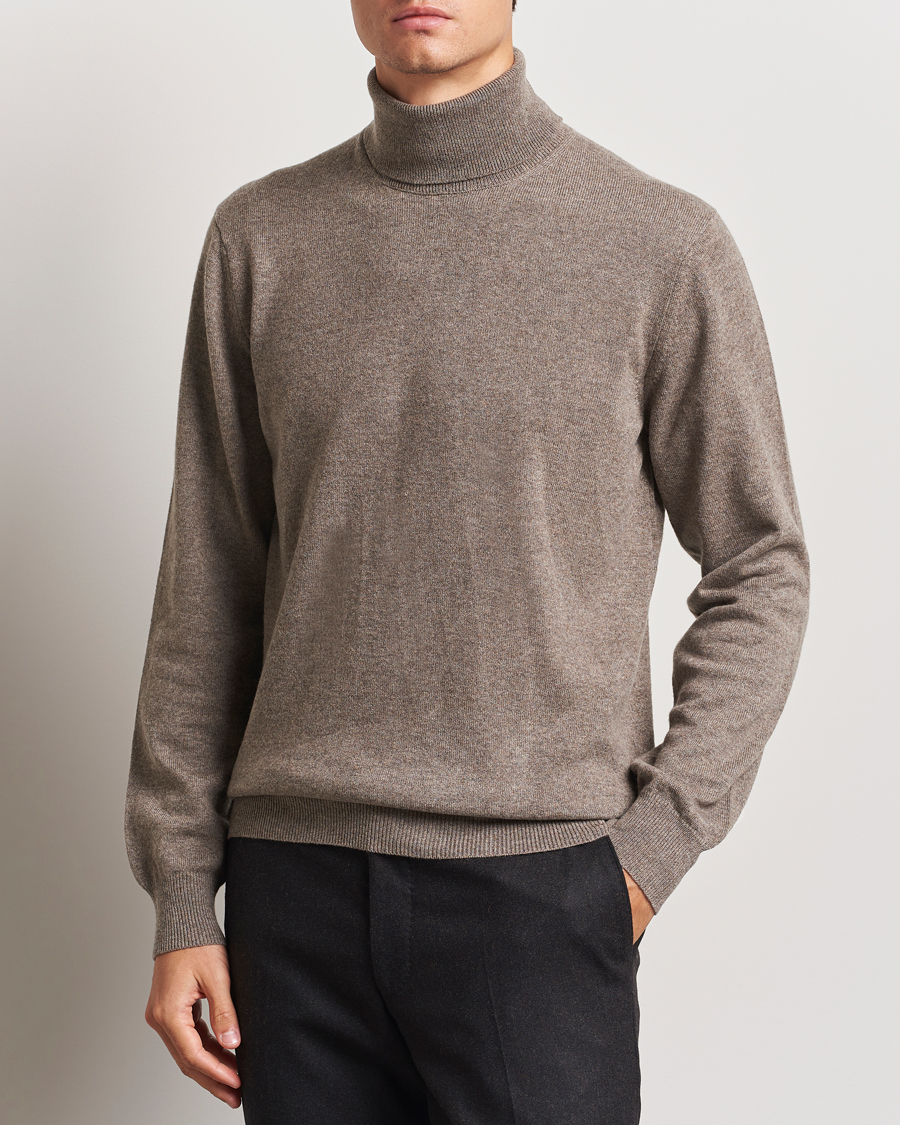 Herr | Tröjor | Piacenza Cashmere | Cashmere Rollneck Sweater Brown