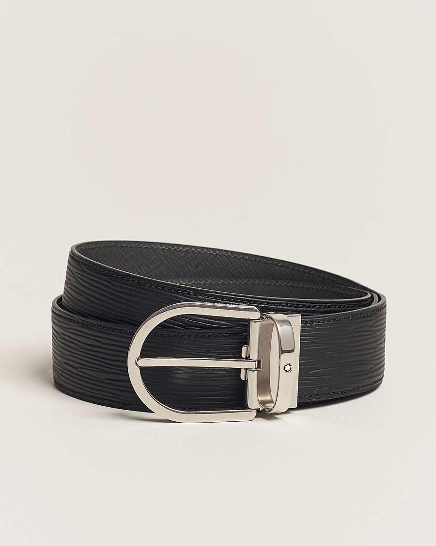 Herr | Montblanc 40mm Horseshoe Buckle Belt Black | Montblanc | 40mm Horseshoe Buckle Belt Black