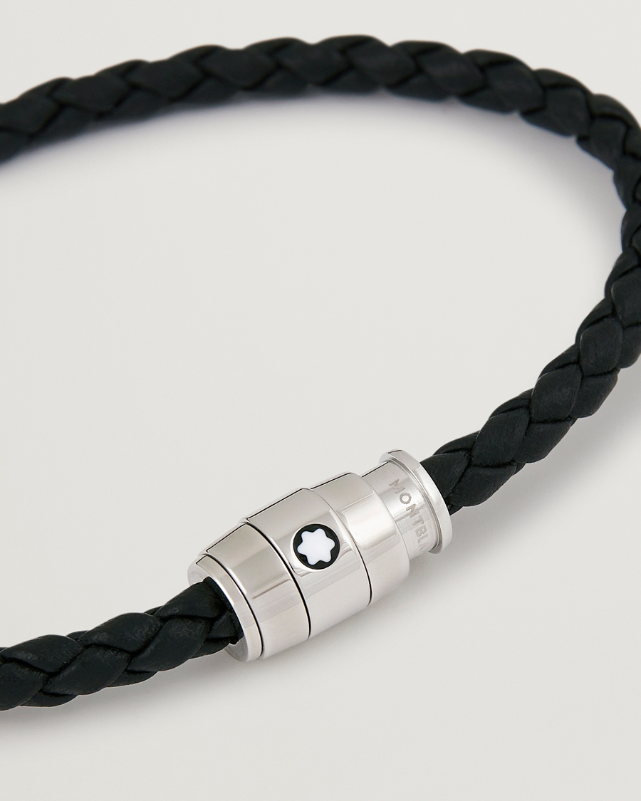 Herr | Smycken | Montblanc | Bracelet Steel 3 Rings Leather Black