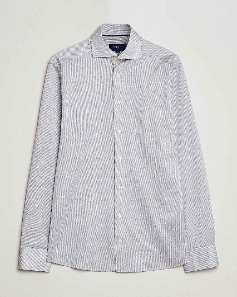 Herr | Skjortor | Eton | King Knit Filo Di Scozia Shirt Grey