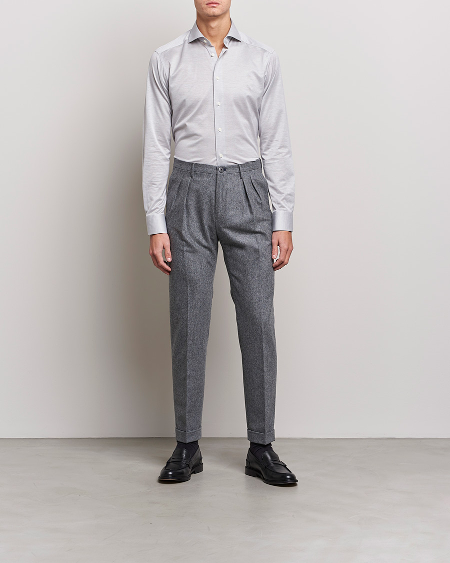 Herr | Skjortor | Eton | King Knit Filo Di Scozia Shirt Grey