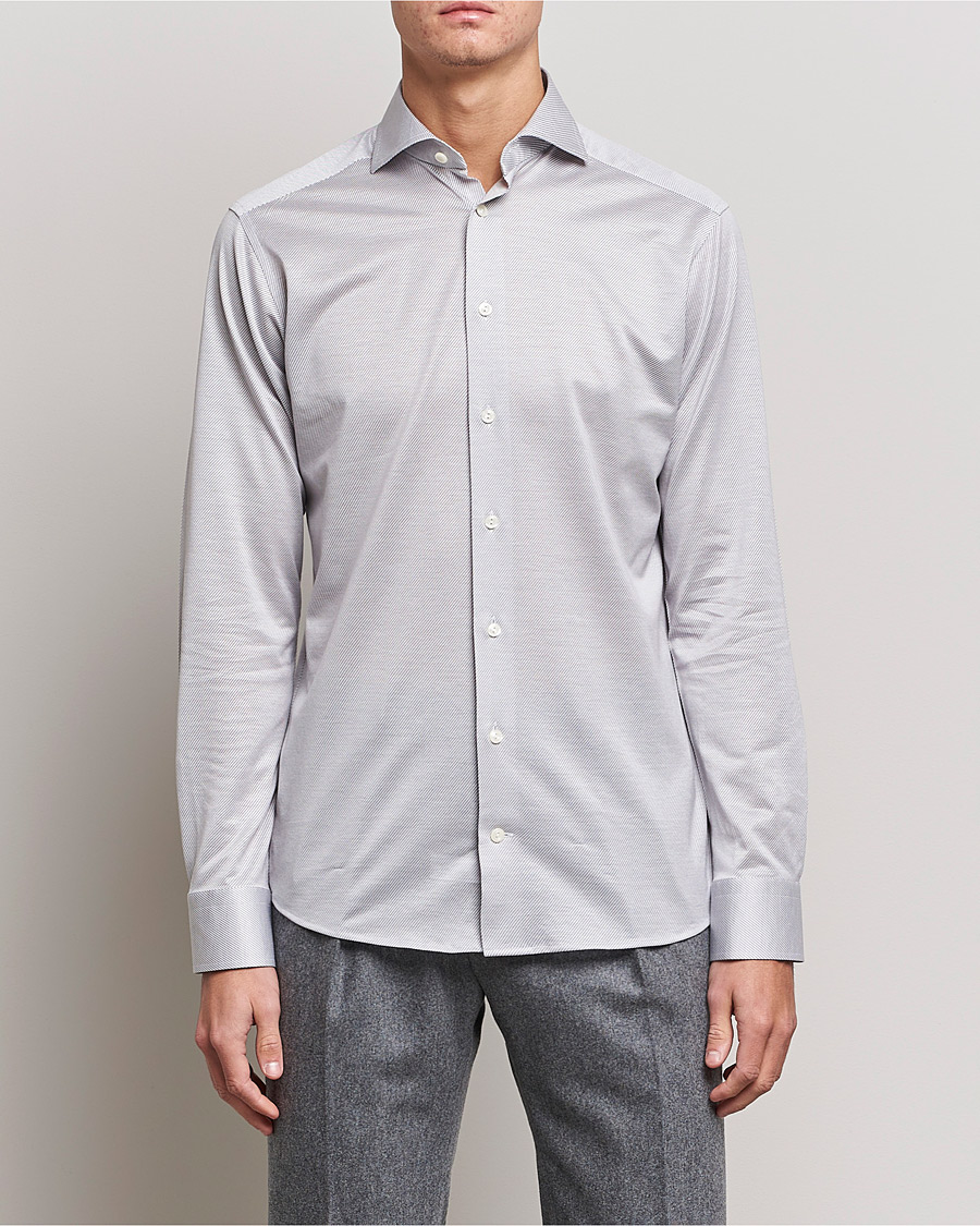Herr | Eton | Eton | King Knit Filo Di Scozia Shirt Grey
