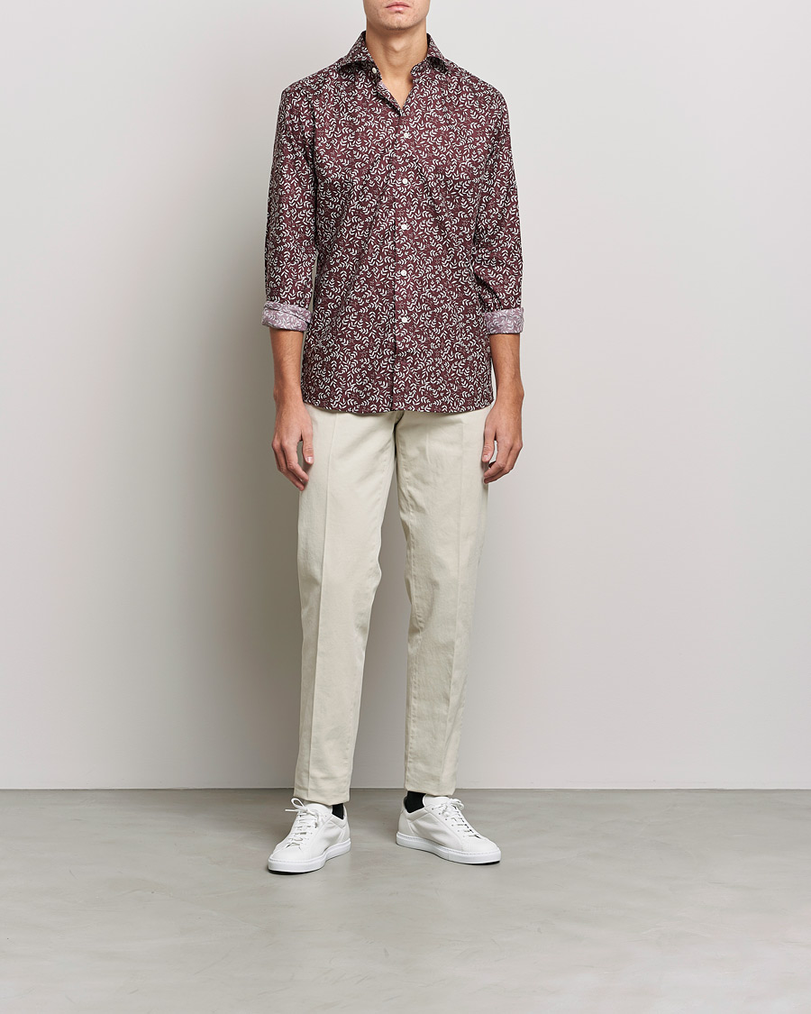 Herr | Skjortor | Eton | Twill Melange Shirt Red Floral