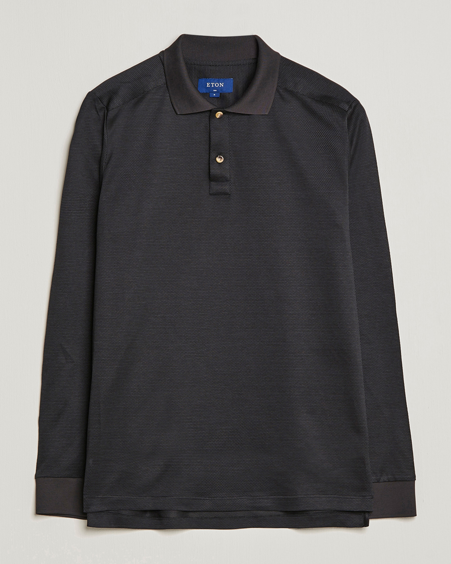 Herr | Tröjor | Eton | Knit Jaquard Polo Shirt Black