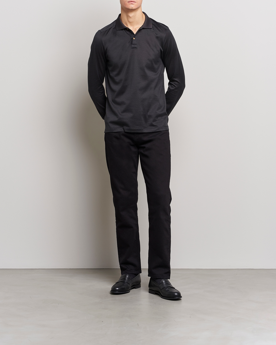 Herr | Senast inkommet | Eton | Knit Jaquard Polo Shirt Black