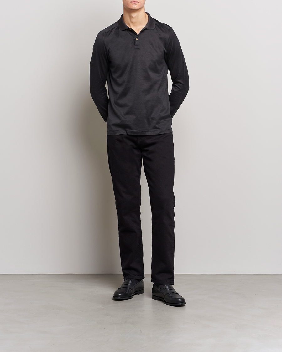 Herr | Tröjor | Eton | Knit Jaquard Polo Shirt Black