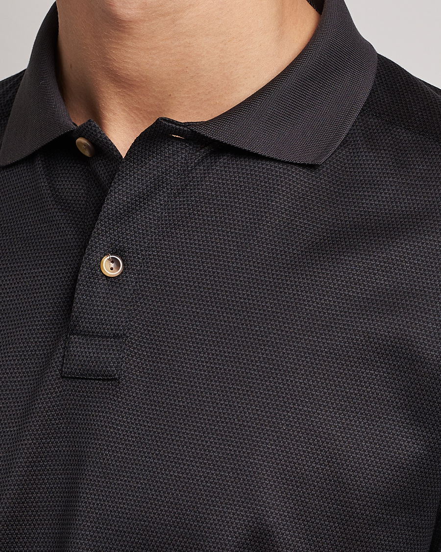 Herr | Tröjor | Eton | Knit Jaquard Polo Shirt Black
