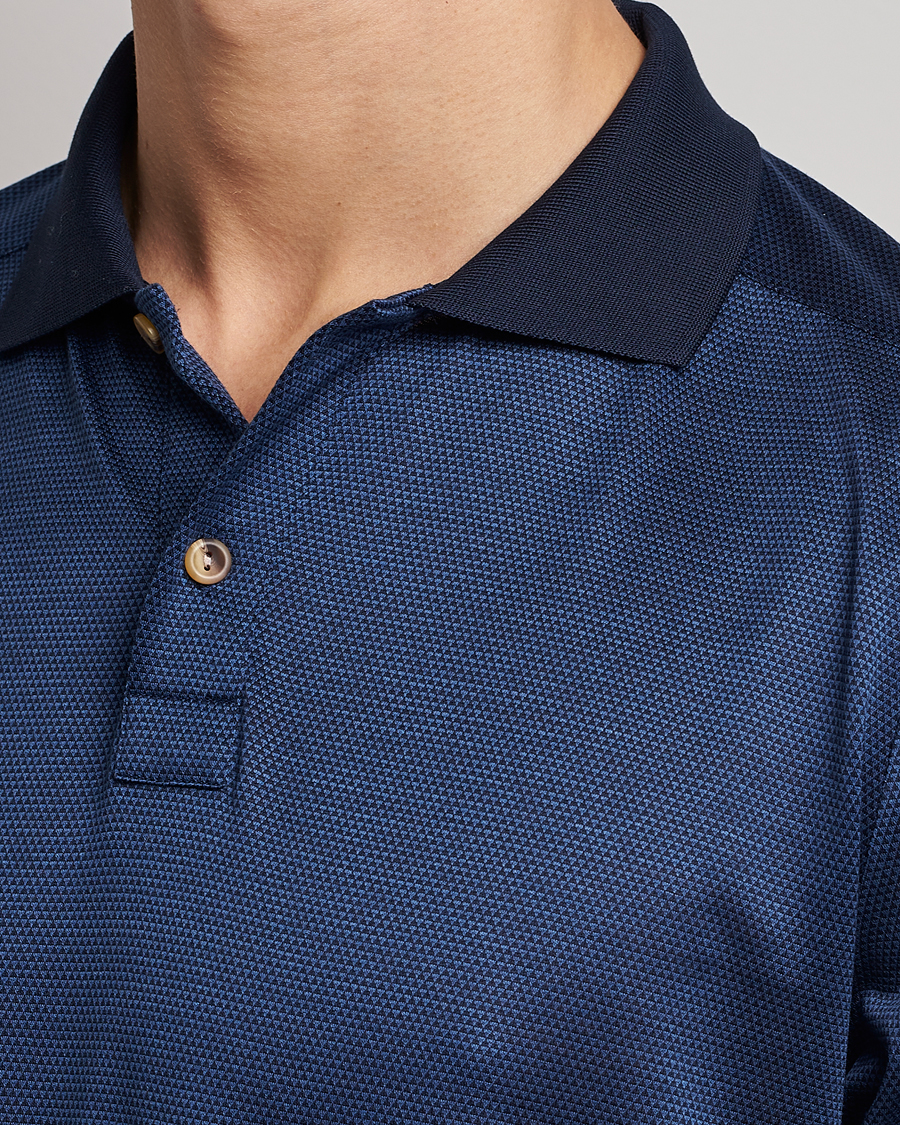 Herr | Tröjor | Eton | Knit Jaquard Polo Shirt Blue