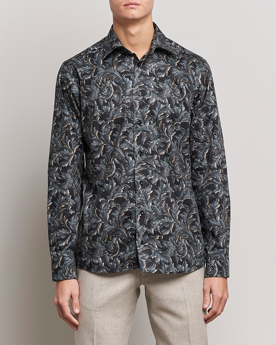 Herr | Skjortor | Eton | Floral Signature Twill Shirt Black