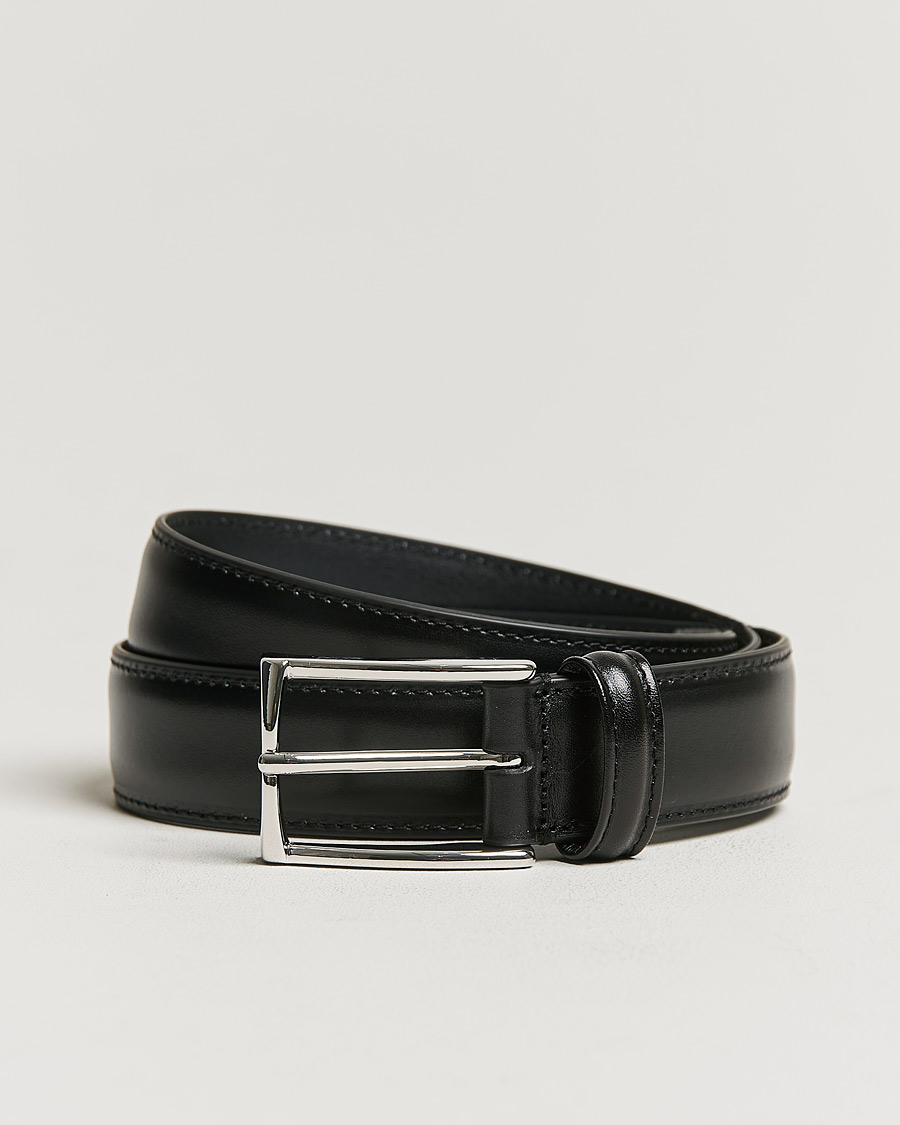 Herr | Släta bälten | Anderson's | Leather Suit Belt 3 cm Black