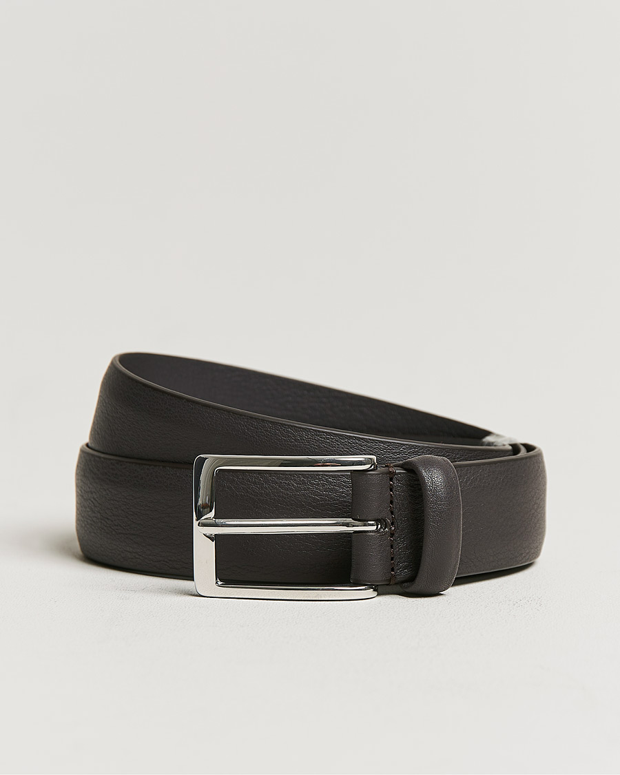 Herr | Anderson's Double Nappa Calf 3 cm Belt Dark Brown | Anderson's | Double Nappa Calf 3 cm Belt Dark Brown