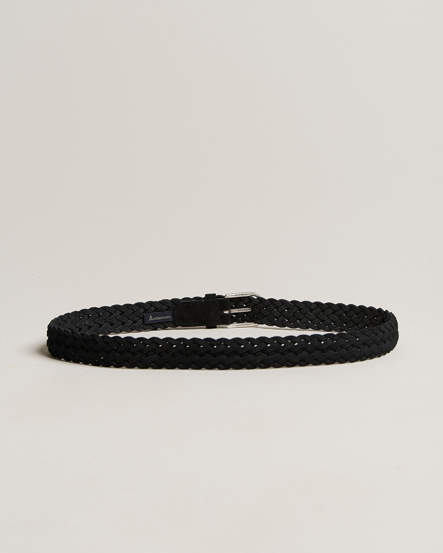 Herr | Avdelningar | Anderson's | Woven Suede Belt 3 cm Black