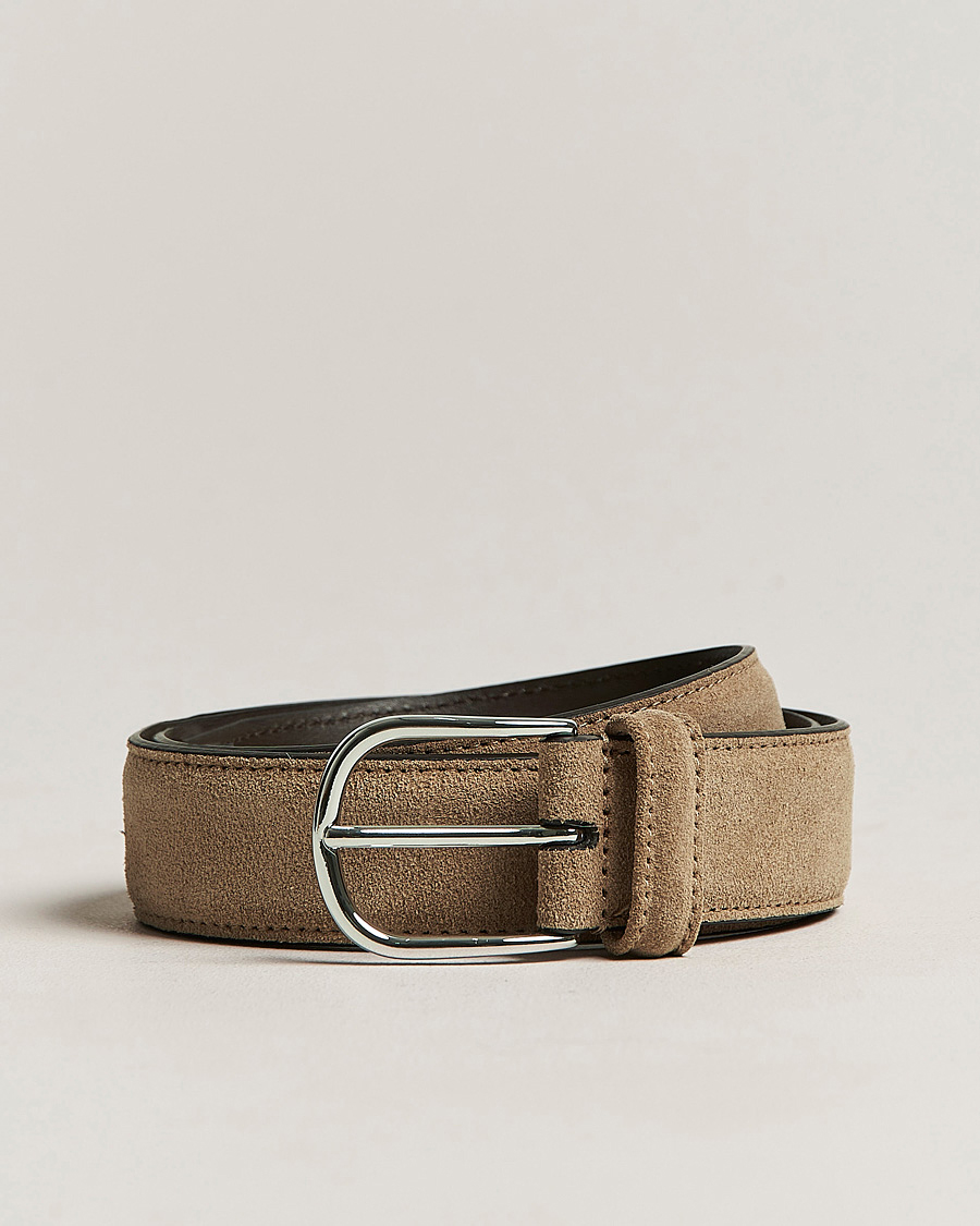 Herr | Bälten | Anderson's | Suede 3,5 cm Belt Beige