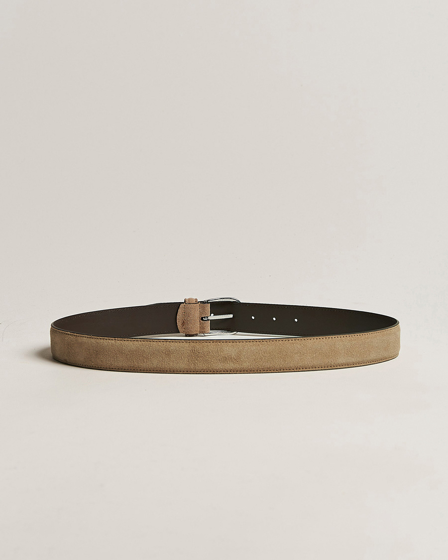 Herr | Italian Department | Anderson's | Suede 3,5 cm Belt Beige