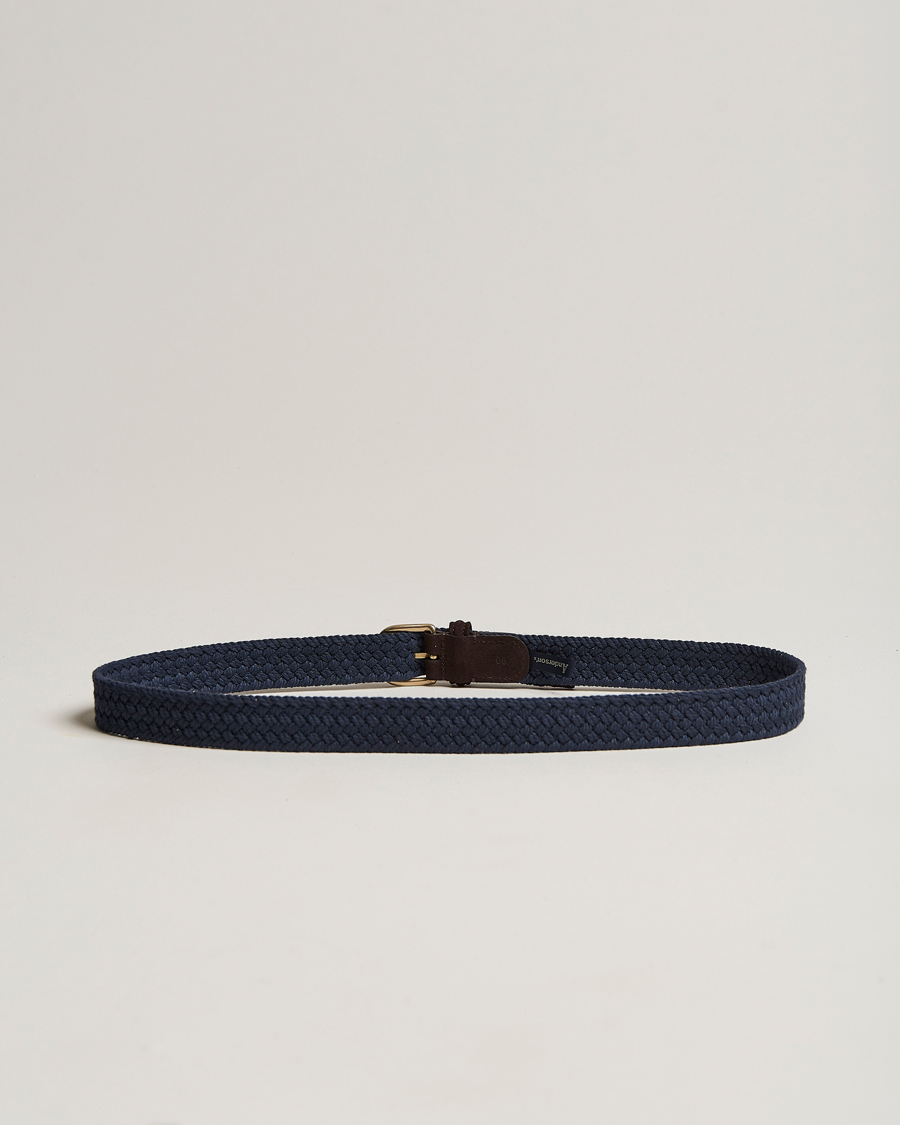 Herr | Anderson's Braided Cotton Casual Belt 3 cm Navy | Anderson's | Braided Cotton Casual Belt 3 cm Navy
