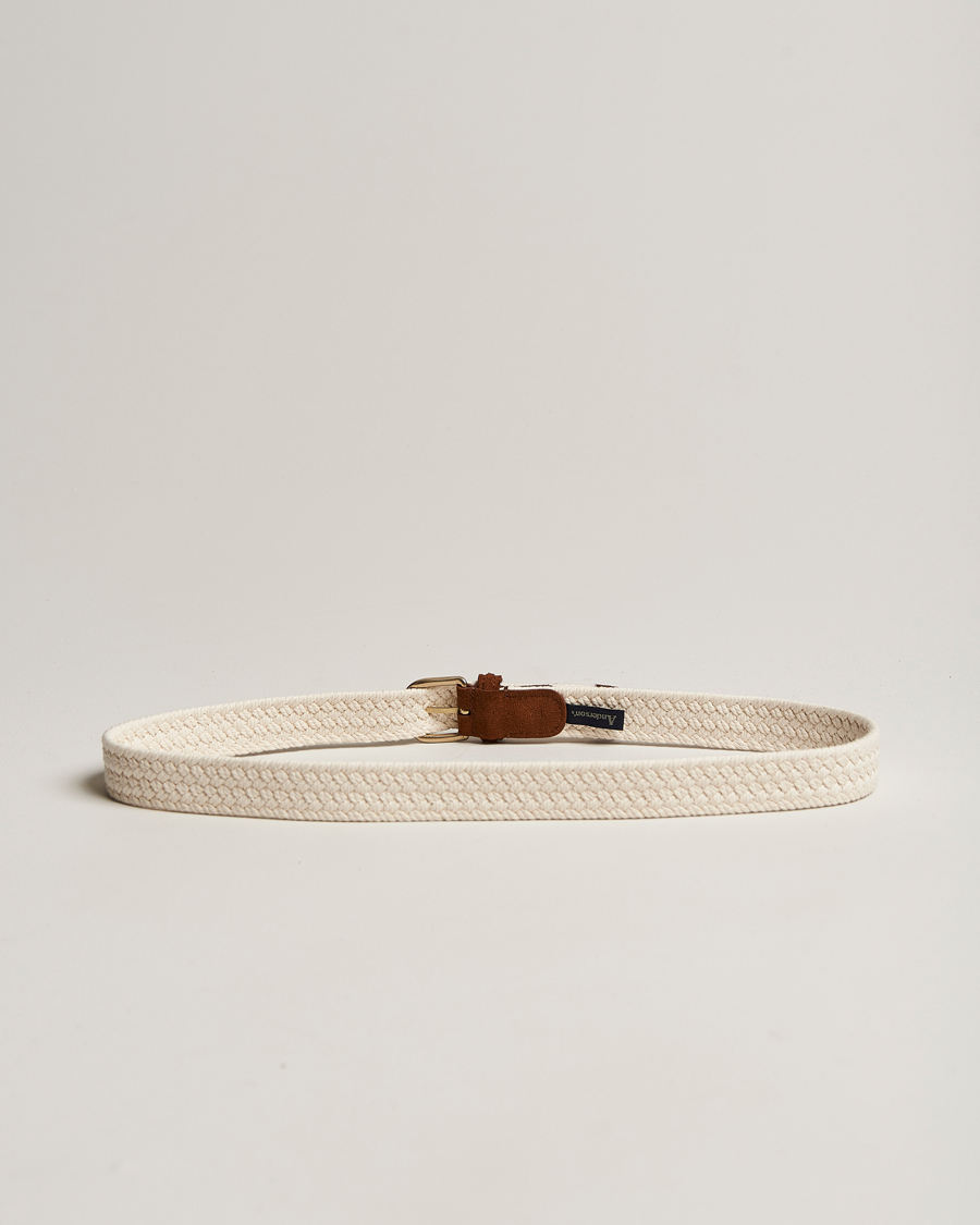 Herr | Anderson's Braided Cotton Casual Belt 3 cm White | Anderson's | Braided Cotton Casual Belt 3 cm White