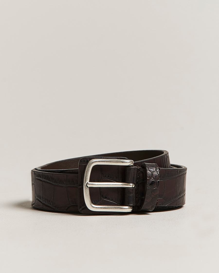Herr | Anderson's Embossed Croco Belt 3 cm Brown | Anderson's | Embossed Croco Belt 3 cm Brown
